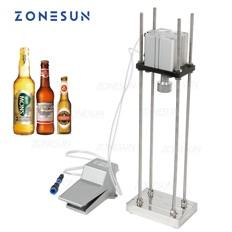 ZONESUN 26mm Pneumatic Semi Automatic Beer Lid Capping Machine