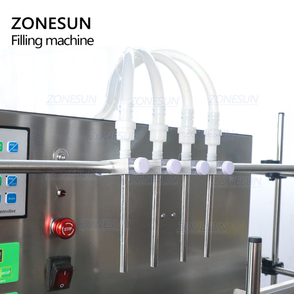 ZONESUN ZS-DTPP4C 4 Heads Peristaltic Pump Liquid Filling Machine With Conveyor