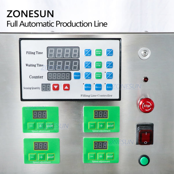 ZONESUN Desktop 4 Heads Liquid Filling Capping And Round Bottle Labeling Machine
