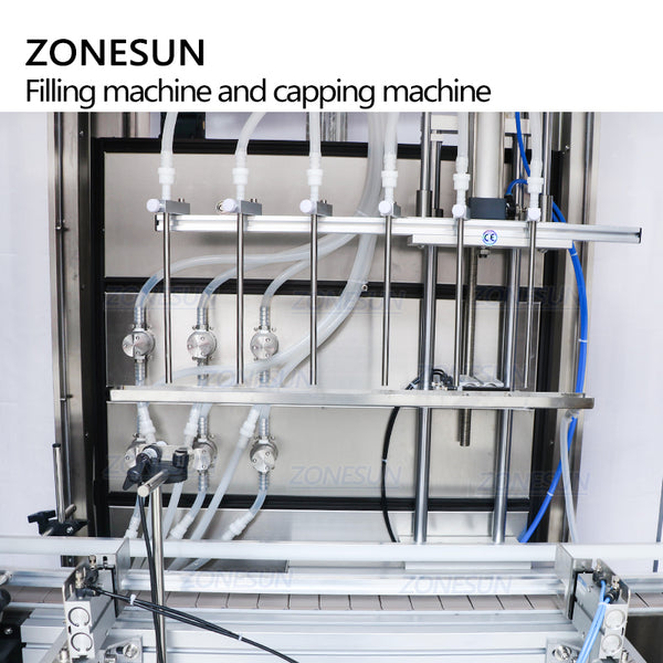 ZONESUN 6 Head Liquid Filling And Cork Pressing Capping Machine With Dust Cover