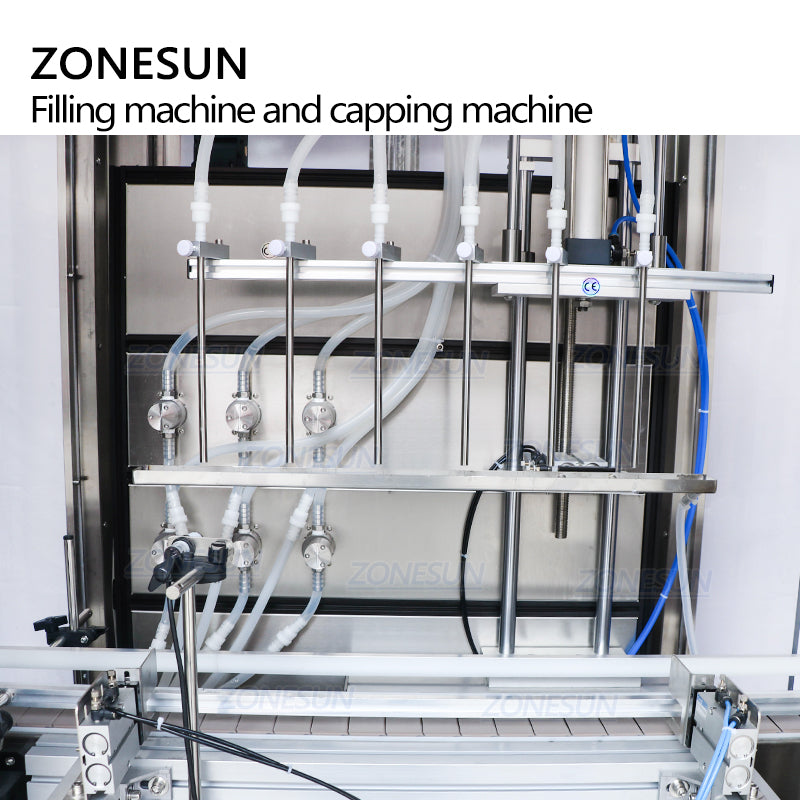 ZONESUN 6 Head Liquid Filling And Cork Pressing Capping Machine With Dust Cover