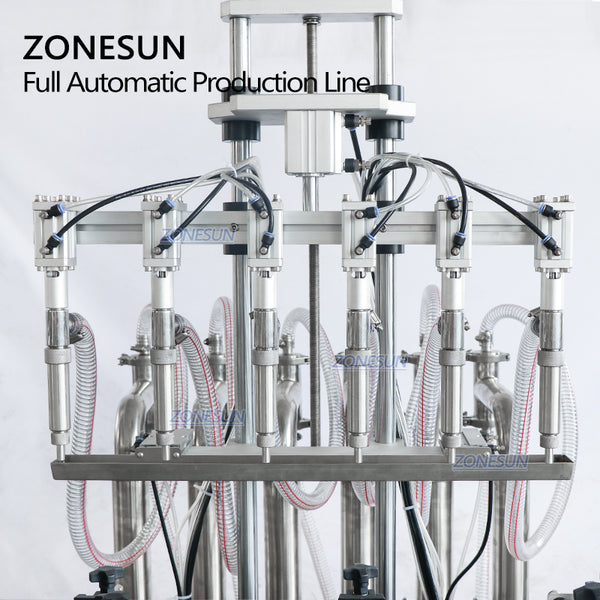 ZONESUN Round Bottle 6 Nozzles Liquid Filling Capping And Labeling Machine