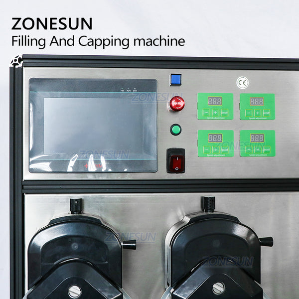 ZONESUN 4 Heads Liquid Filling And Capping Machine With Cap Feeder