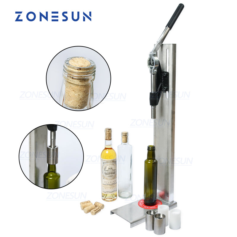 ZONESUN Manual Wine Corking Machine for 375ml/750ml Bottles