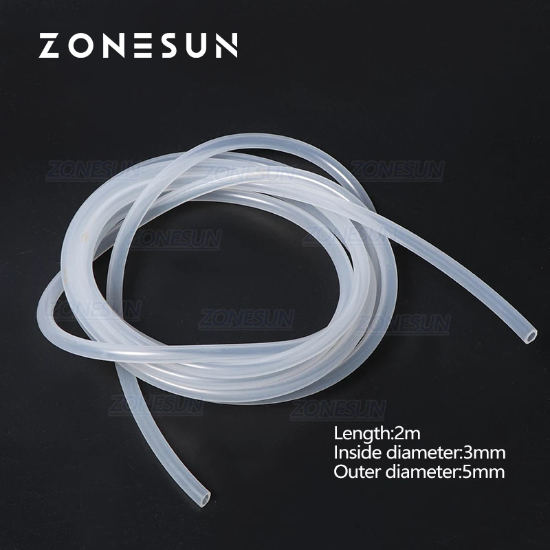 ZONESUN PJ-GZ3 Length 2m Inside Diameter 3mm Silicone Pipe Tube Rubber Hose For Filling Machine