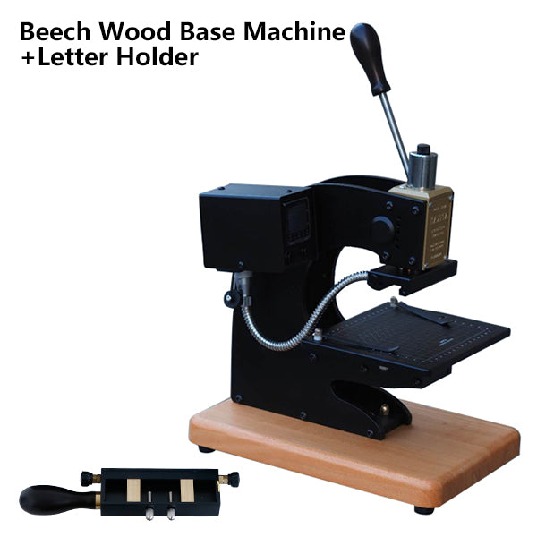 ZONESUN Manual Hot Stamping Machine With Positioning Slider - BEECH WOOD BASE / letter holder / 110V - BEECH WOOD BASE / letter holder / 220V