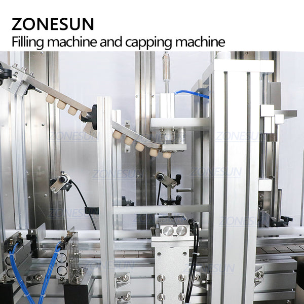 ZONESUN 6 Head Liquid Filling And Cork Pressing Capping Machine With Dust Cover