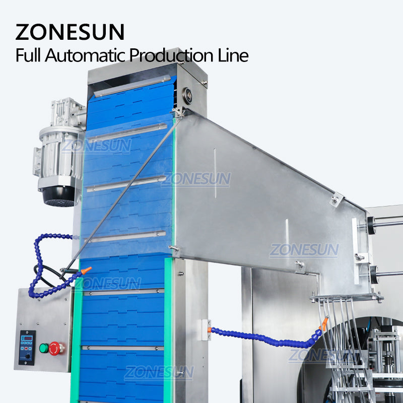 Máquina de llenado y tapado de líquidos en pasta estilo F ZONESUN con alimentador de tapas
