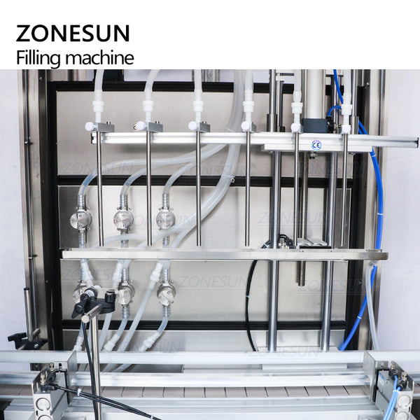 ZONESUN ZS-VTMP80D Custom 6 Heads Magnetic Pump Liquid Filling Machine With Dust Cover