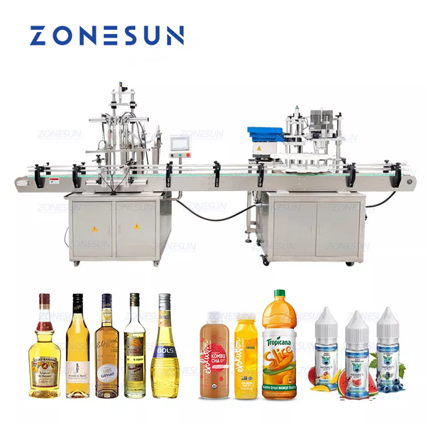 ZONESUN Electric 4 Nozzles Liquid Filling And Capping  Production Line