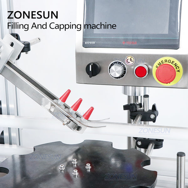 ZONESUN 4 Heads Liquid Filling And Capping Machine With Cap Feeder
