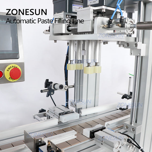 ZONESUN ZS-FAL180R10 Full Automatic 2 Heads Paste Round Bottle Filling Capping Labeling Machine