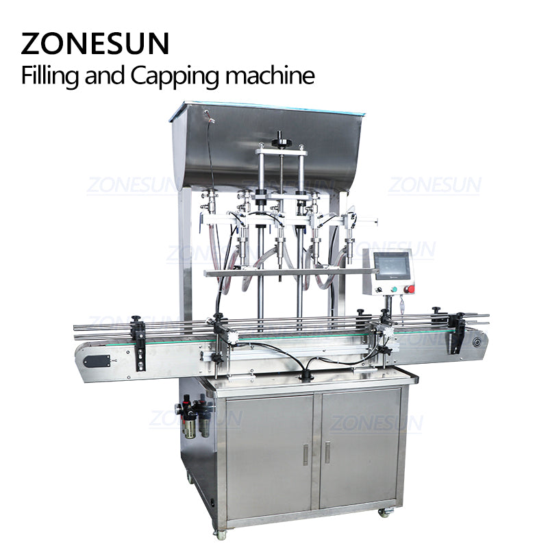 ZONESUN Fully Automatic 4 Nozzles Paste Filling Machine And Capping Machine