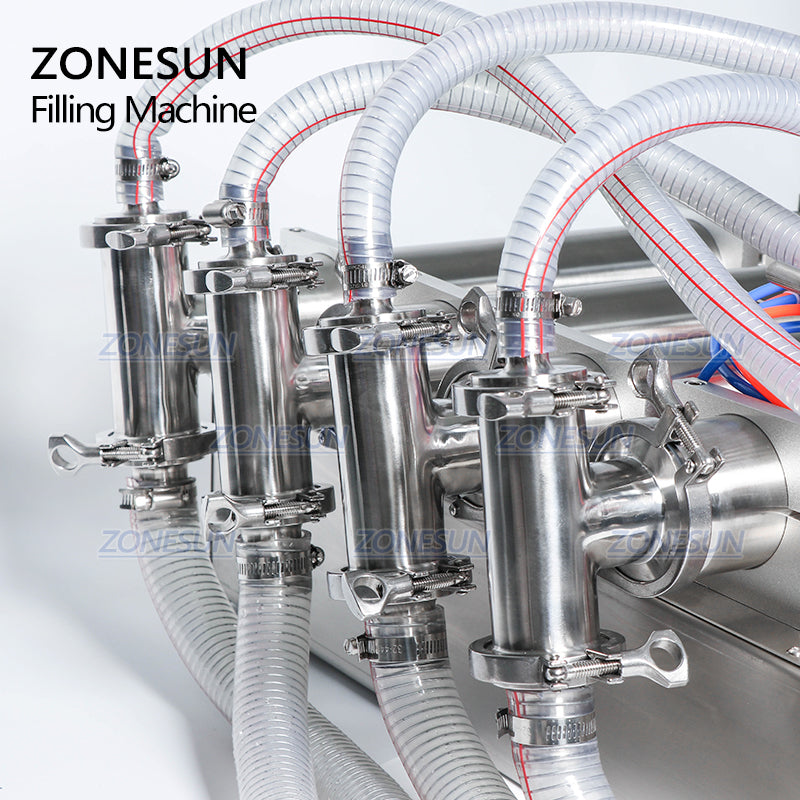ZONESUN 4 Head Pneumatic Liquid Filling Machine Piston Filler
