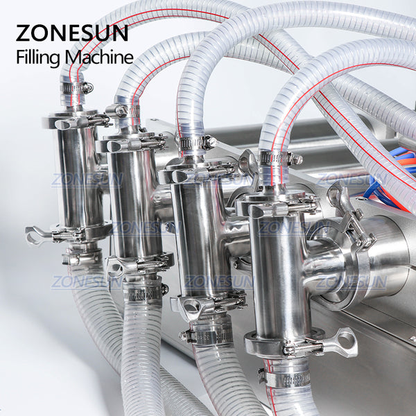 ZONESUN 4 Head Pneumatic Liquid Filling Machine Piston Filler