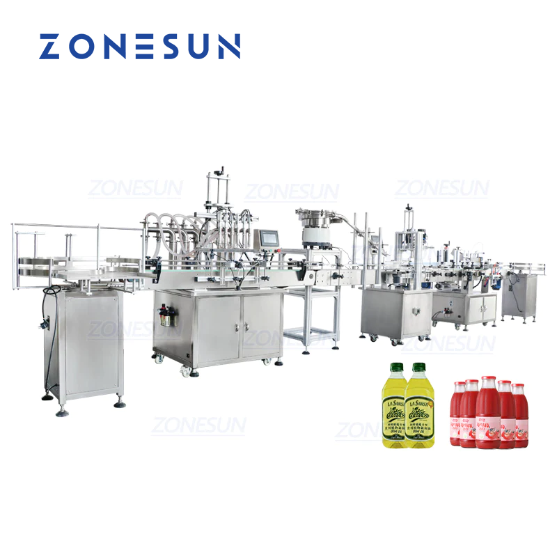 ZONESUN Custom 6 Heads Piston Liquid Filling Capping And Labeling Machine