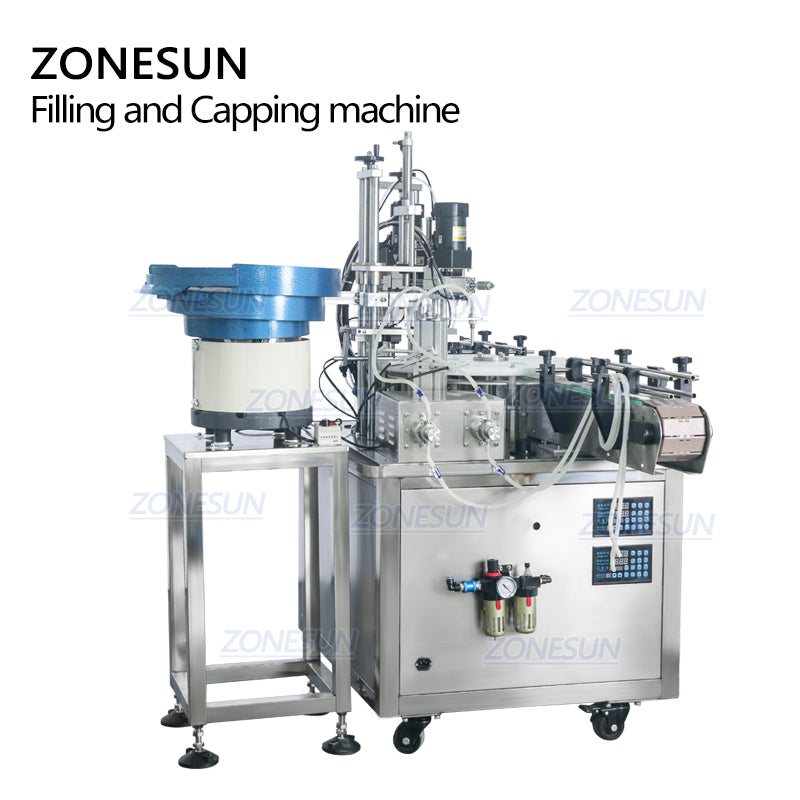 ZONESUN ZS-AFC1 Automatic 2 Heads Rotary Liquid Filling And Capping Machine With Cap Feeder