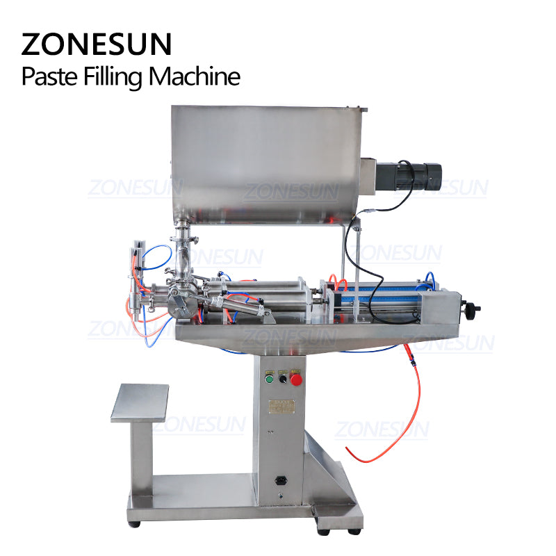 ZONESUN Semi Automatic 2 Heads Paste Filling Machine With Mixer