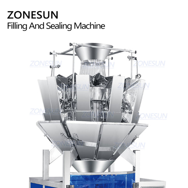 ZONESUN ZS-GFKL420 10 cabeças de pesagem de grânulos, enchimento e máquina de selagem