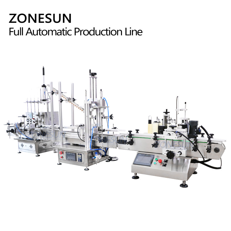 ZONESUN Small Automatic Magnetic Pump Liquid Filling Capping Round Bottle Labeling Machine
