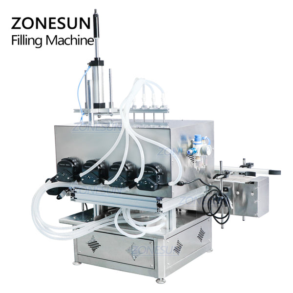 ZONESUN ZS-DTPP4D Desktop 4 Diving Nozzles Peristaltic Pump Liquid Filling Machine