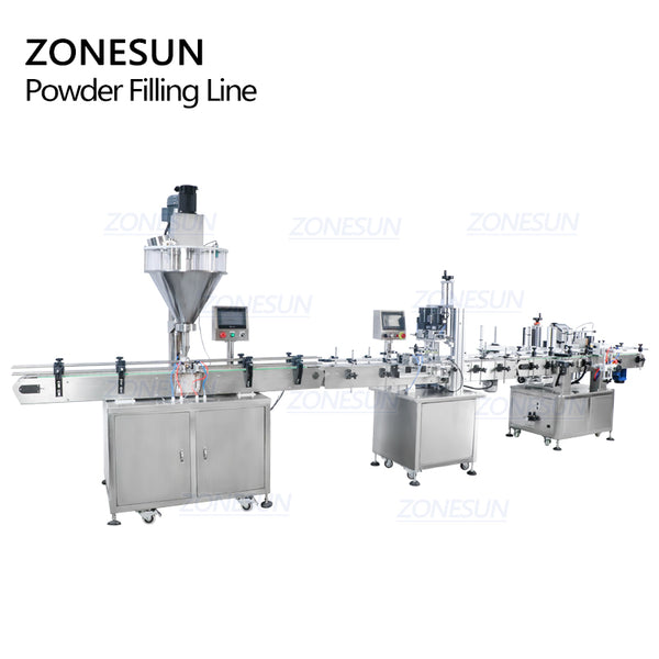 ZONESUN Powder Filling Capping Round Bottle Labeling Production Line