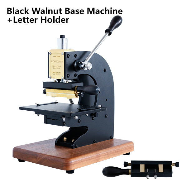 ZONESUN Manual Hot Stamping Machine With Positioning Slider - BLACK WALNUT BASE / letter holder / 110V - BLACK WALNUT BASE / letter holder / 220V