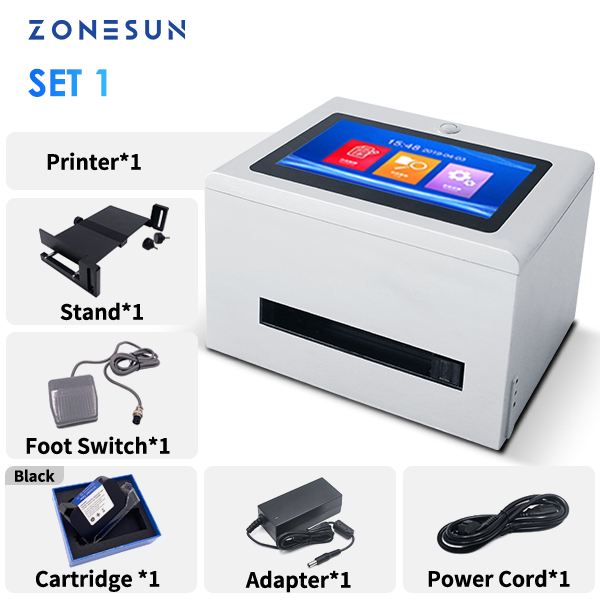 ZONESUN ZS-TIP127 Tabletop Inkjet Date Coding Machine - Black / Set 1 / 110V - Black / Set 1 / 220V - Red / Set 1 / 110V - Red / Set 1 / 220V - Yellow / Set 1 / 110V - Yellow / Set 1 / 220V - Blue / Set 1 / 110V - Blue / Set 1 / 220V - Green / Set 1 / 110V - Green / Set 1 / 220V