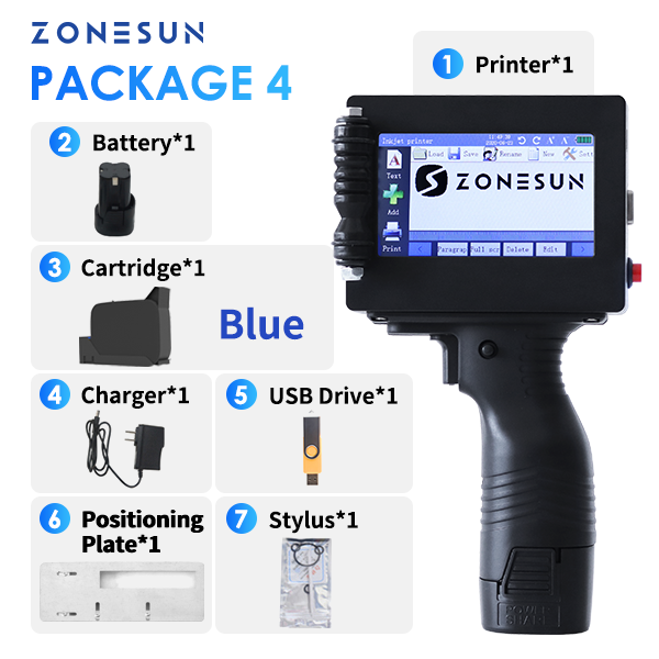 ZONESUN ZS-HIP254 Handheld Multilingual Inkjet Printing Machine - Blue