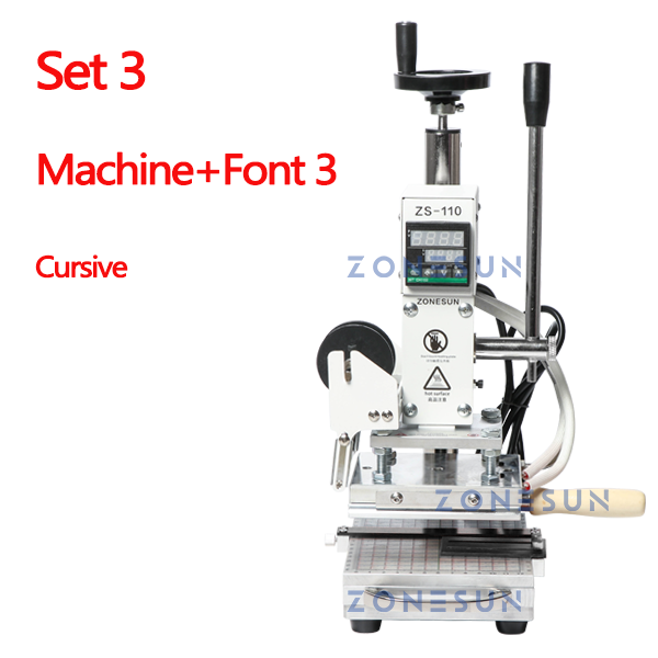 ZONESUN ZS-110 10x13cm Slidable Workbench Hot Stamping Machine - Aluminum Plate / Machine With Cursive / 110V - Aluminum Plate / Machine With Cursive / 220V