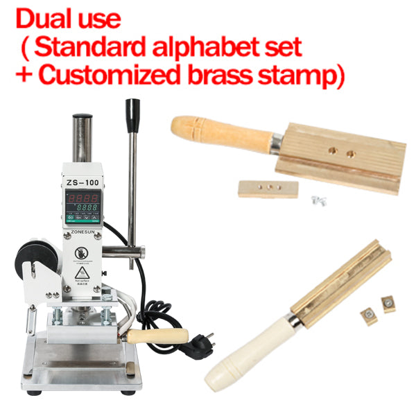 ZONESUN ZS-100A 5x10cm Custom Logo Hot Foil Stamping Machine - Dual Use / Without Font / 110V - Dual Use / Without Font / 220V