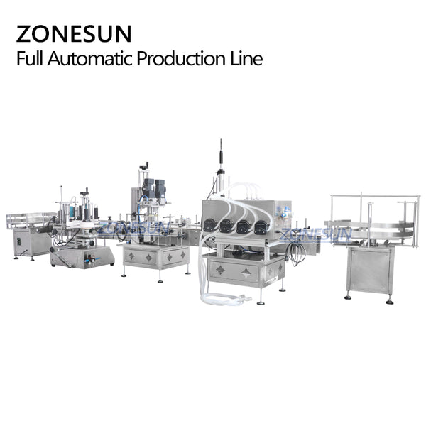 ZONESUN Tabletop 4 Nozzles Peristaltic Pump Filling Capping Labeling  Production Line