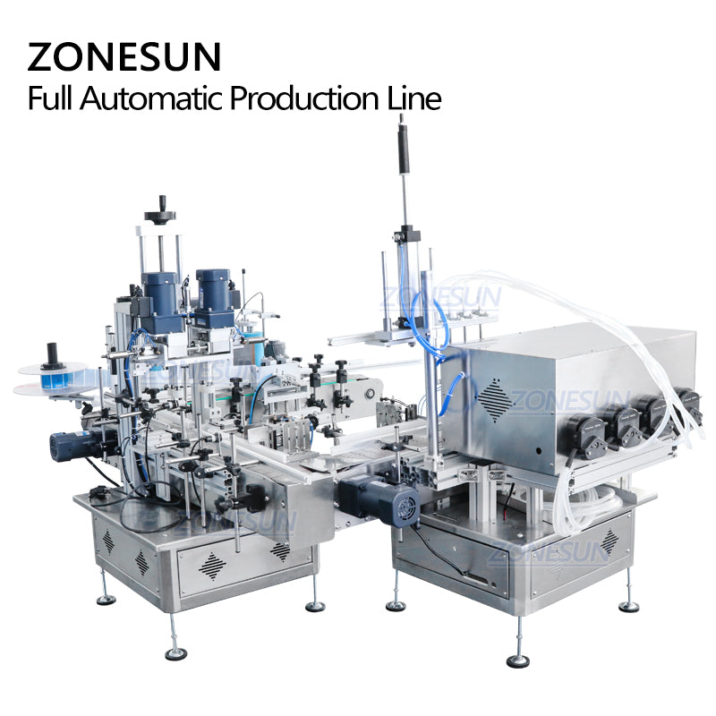 ZONESUN ZS-FAL180C7 Small U Shape Peristaltic Pump Liquid Filling Capping Labeling Machine