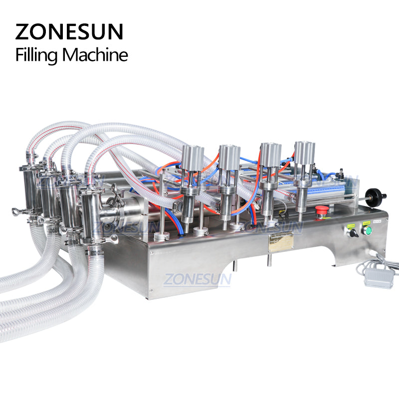 ZONESUN 4 Head Pneumatic Liquid Filling Machine Piston Filler