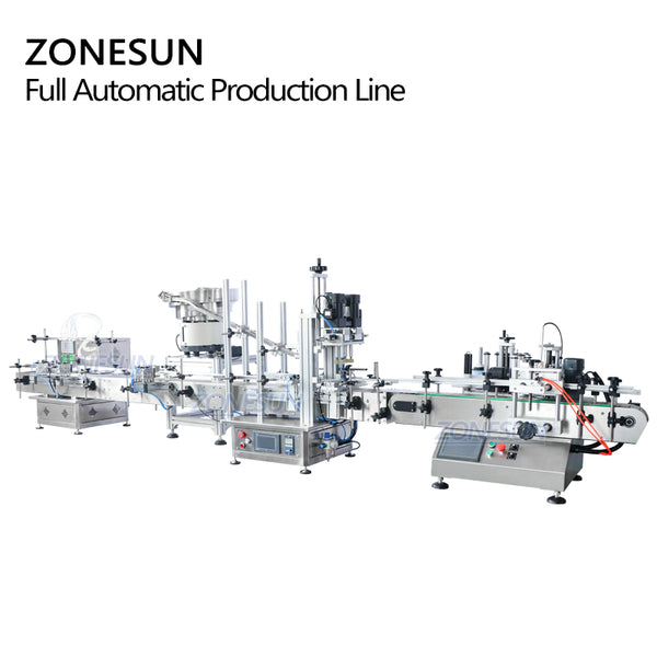 ZONESUN ZS-FAL180C5 Desktop 4 Nozzles Liquid Filling Capping And Labeling Machine With Vibratory Bowl