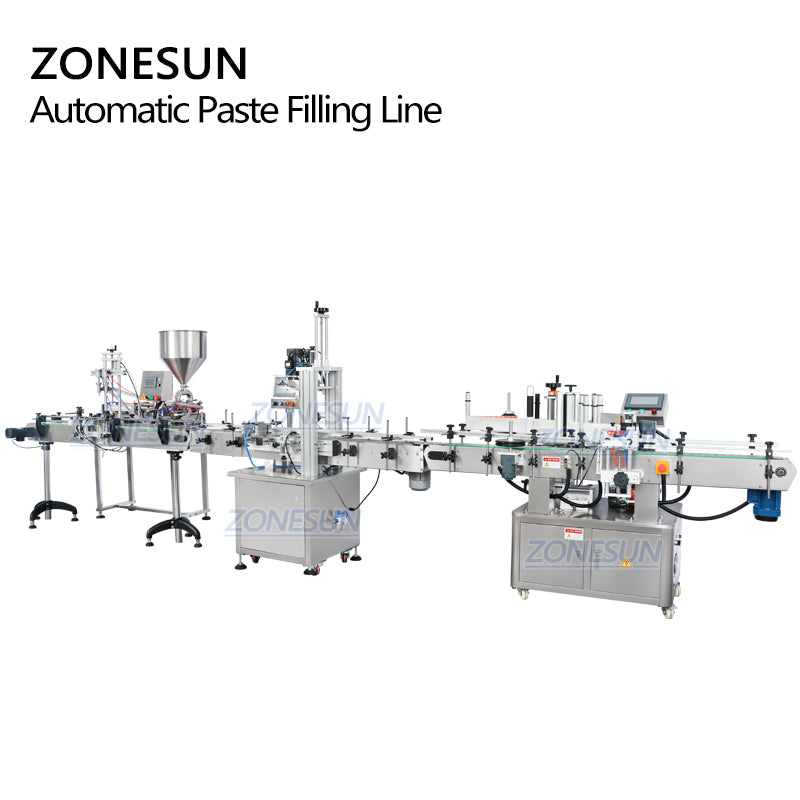 ZONESUN ZS-FAL180R9 Full Automatic 2 Heads Paste Round Bottle Filling Capping Labeling Machine