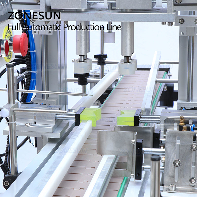 ZONESUN 4 Nozzles Liquid Filling Capping And Round Bottle Labeling  Production Line