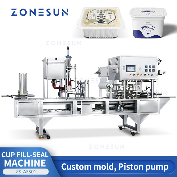 ZONESUN ZS-AFS01 Automatic 2 Nozzles Piston Pump Liquid Heating Filling Cup Sealing Machine