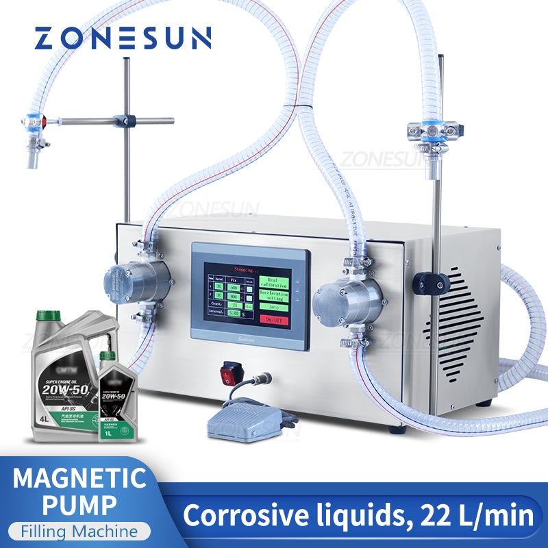 ZONESUN ZS-G25A2 High Flow Rate 2 Nozzles Magnetic Pump Corrosive Liquid Filling Machine