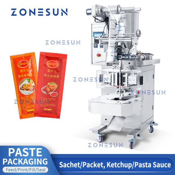 Máquina automática de llenado y sellado de pasta ZONESUN ZS-S100 con impresora de fecha 