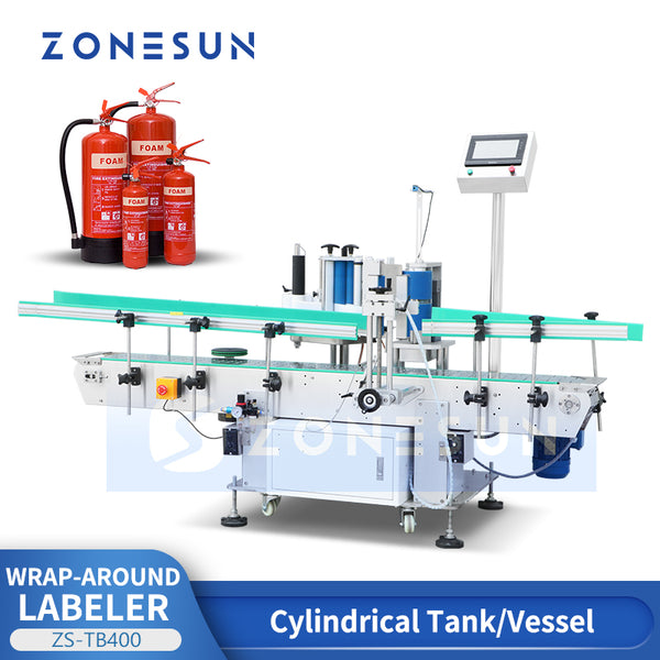 ZONESUN ZS-TB400 Automatic Round Bottle Big Cylindrical Containers Wrap Around Labeling Machine
