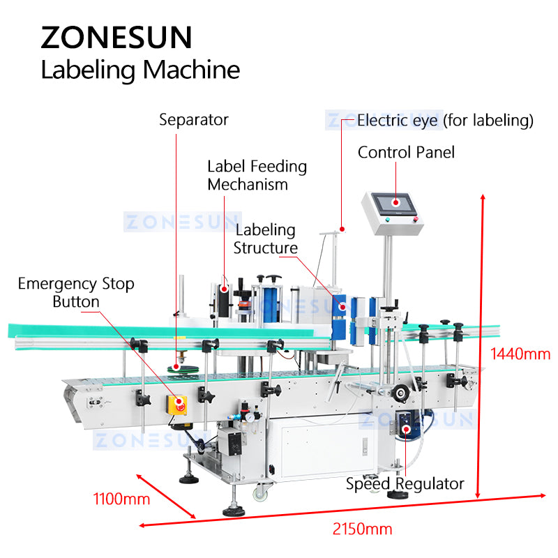 ZONESUN ZS-TB400 Automatic Round Bottle Big Cylindrical Containers Wrap Around Labeling Machine