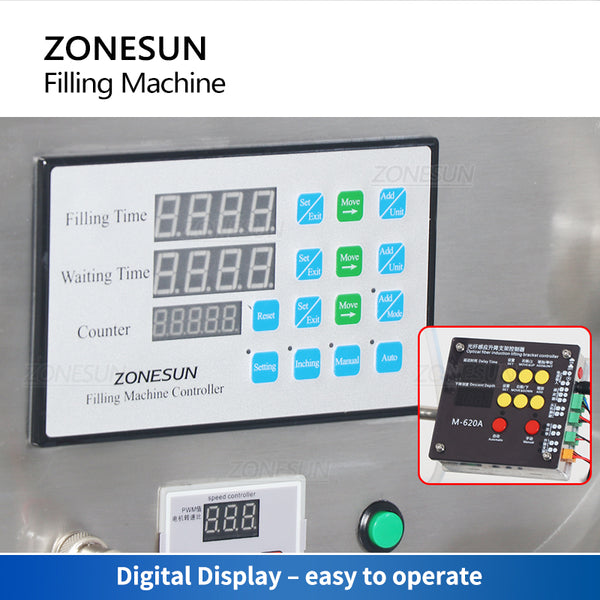ZONESUN ZS-DTMP1D Single Diving Nozzle Magnetic Pump Liquid Filling Machine With Conveyor