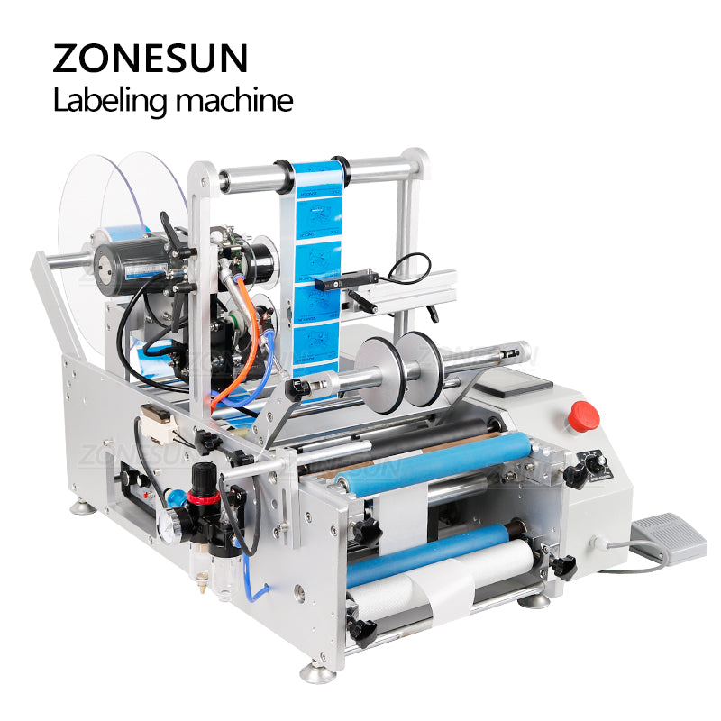 ZONESUN ZS-TB190 Semi-automatic Double Side Round Bottle Labeling Machine With Date Coder
