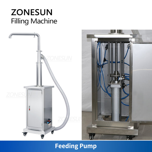 ZONESUN ZS-DTPT2 Automatic Pneumatic Piston Pump Paste Filling Machine with Mixing Tank & Feeding Pump