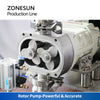 ZONESUN Servo Motor Rotor Pump Paste Filling Screw Capping Round Bottle Labeling Production Line