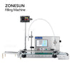 ZONESUN ZS-DTMP1S Single Nozzle Stainless Steel Magnetic Pump Liquid Filling Machine With Conveyor