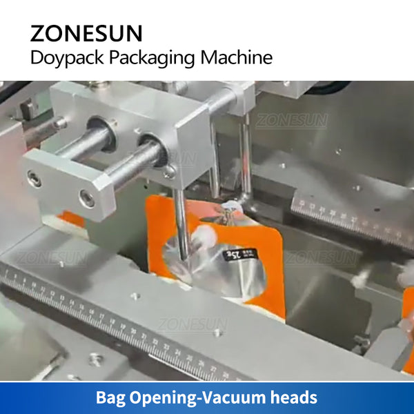 Automatic machine for filling in ready-made doy-pack bags with a welding of  a spout.