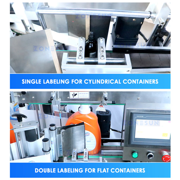 ZONESUN ZS-FAL180Z4 5L Oil Filling Capping Round Flat Bottle Double Labeling Production Line