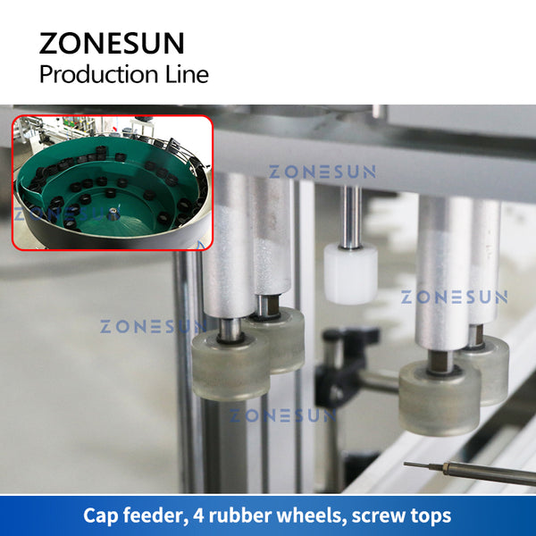 ZONESUN ZS-FAL180D6 4 Nozzles Magnetic Pump Liquid Filling Cap Screwing Round Bottle Labeling Production Line
